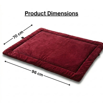 Premium Velvet Mat for Dogs & Cats with Soft Cushion and Anti Skid - Maroon