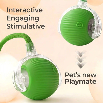 Smart Interactive Running Ball Toy with Tail for Dogs & Cats | USB Rechargeable (3 Modes) - GREEN