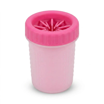 Portable Dog Paw Cleaner Cup with Soft Silicone Brushes for Easy Dirt Cleaning - Pink