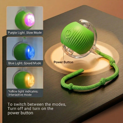 Smart Interactive Running Ball Toy with Tail for Dogs & Cats | USB Rechargeable (3 Modes) - GREEN