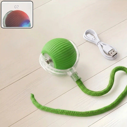 Smart Interactive Running Ball Toy with Tail for Dogs & Cats | USB Rechargeable (3 Modes) - GREEN