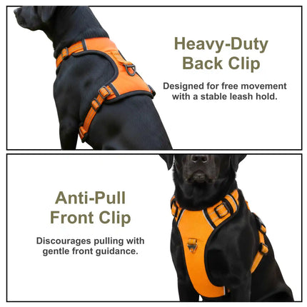 Premium Reflective No-Pull Dog Harness with Soft Breathable Mesh & Easy Adjustable Straps – Orange