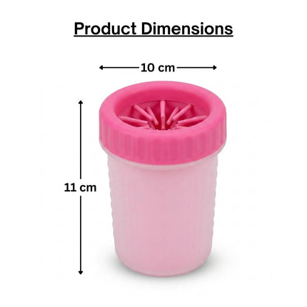 Portable Dog Paw Cleaner Cup with Soft Silicone Brushes for Easy Dirt Cleaning - Pink