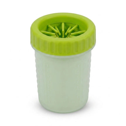 Portable Dog Paw Cleaner Cup with Soft Silicone Brushes for Easy Dirt Cleaning - Green