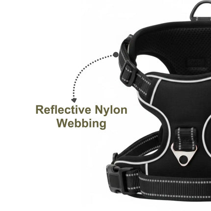 Premium Reflective No-Pull Dog Harness with Soft Breathable Mesh & Easy Adjustable Straps – Black