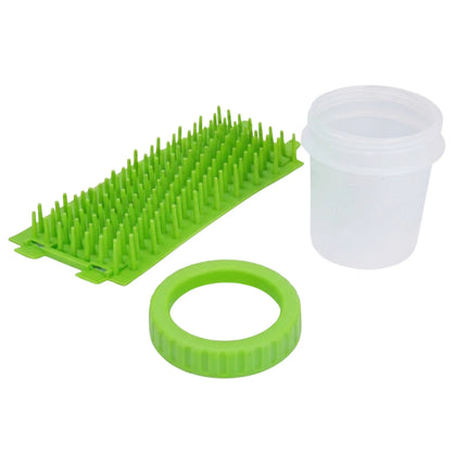 Portable Dog Paw Cleaner Cup with Soft Silicone Brushes for Easy Dirt Cleaning - Green