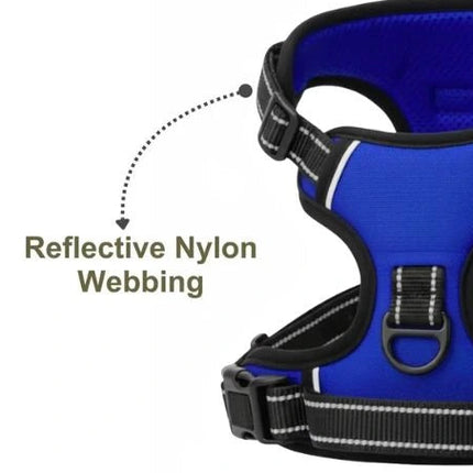 Premium Reflective No-Pull Dog Harness with Soft Breathable Mesh & Easy Adjustable Straps – Blue (Large)