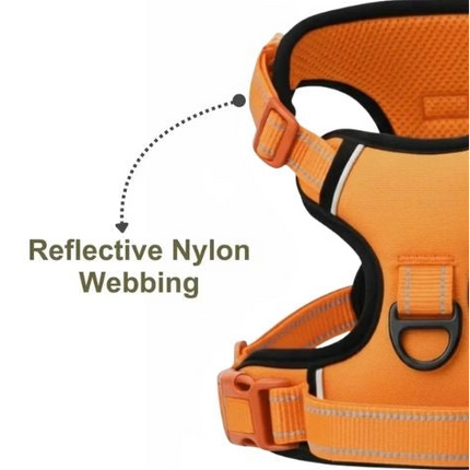 Premium Reflective No-Pull Dog Harness with Soft Breathable Mesh & Easy Adjustable Straps – Orange
