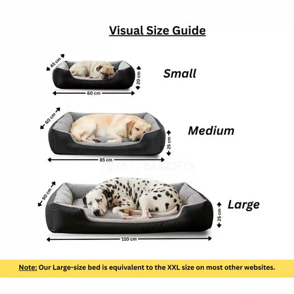 Premium Rectangle Pet Bed for Dogs & Cats – Grey & Black | Soft, Durable & Comfortable