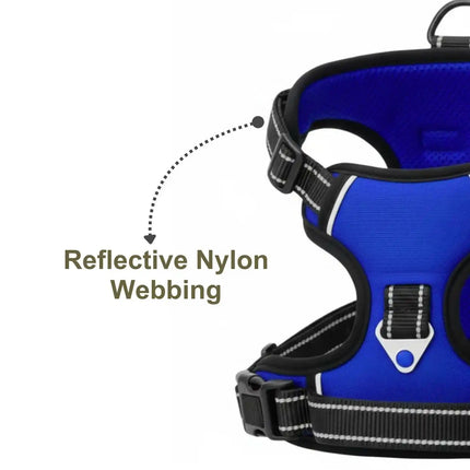 Premium Reflective No-Pull Dog Harness with Soft Breathable Mesh & Easy Adjustable Straps – Blue (Large)