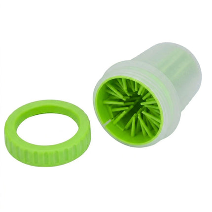 Portable Dog Paw Cleaner Cup with Soft Silicone Brushes for Easy Dirt Cleaning - Green