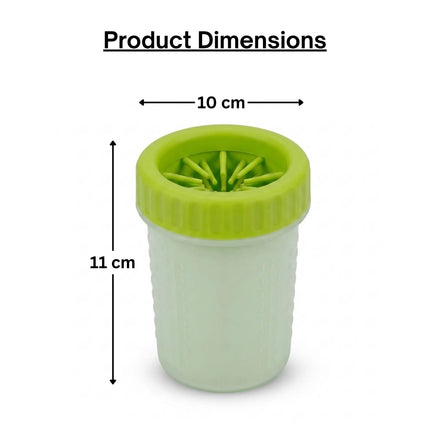 Portable Dog Paw Cleaner Cup with Soft Silicone Brushes for Easy Dirt Cleaning - Green