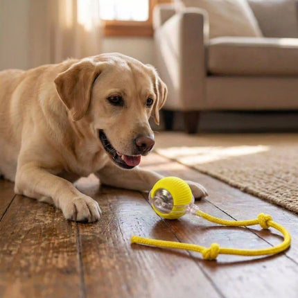 Smart Interactive Running Ball Toy with Tail for Dogs & Cats | USB Rechargeable (3 Modes) - YELLOW