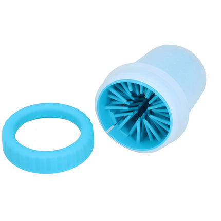 Portable Dog Paw Cleaner Cup with Soft Silicone Brushes for Easy Dirt Cleaning - Blue