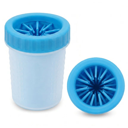 Portable Dog Paw Cleaner Cup with Soft Silicone Brushes for Easy Dirt Cleaning - Blue