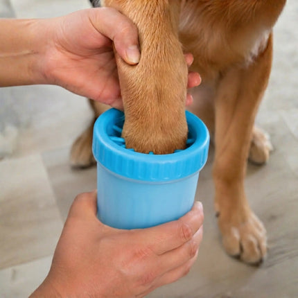 Portable Dog Paw Cleaner Cup with Soft Silicone Brushes for Easy Dirt Cleaning - Blue