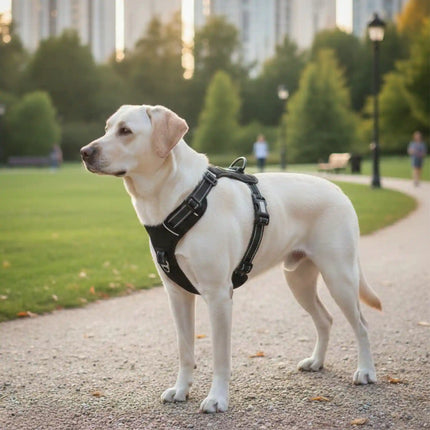 Premium Reflective No-Pull Dog Harness with Soft Breathable Mesh & Easy Adjustable Straps – Black