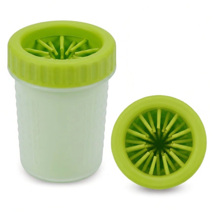 Portable Dog Paw Cleaner Cup with Soft Silicone Brushes for Easy Dirt Cleaning - Green