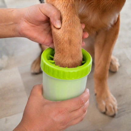 Portable Dog Paw Cleaner Cup with Soft Silicone Brushes for Easy Dirt Cleaning - Green