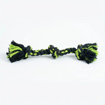 3 Knot Rope Dog Toy for Tug & Chew Play - Black & Green