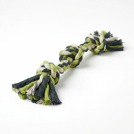 3 Knot Cotton Rope Dog Toy for Tug & Chew Play - Green, Grey & White