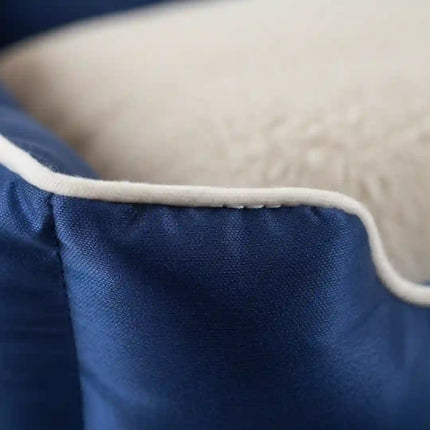 Premium Rectangle Pet Bed for Dogs & Cats – Navy Blue & Silver | Soft, Durable & Washable