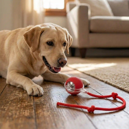 Smart Interactive Running Ball Toy with Tail for Dogs & Cats | USB Rechargeable (3 Modes) - RED