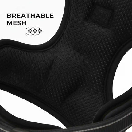 Premium Reflective No-Pull Dog Harness with Soft Breathable Mesh & Easy Adjustable Straps – Black
