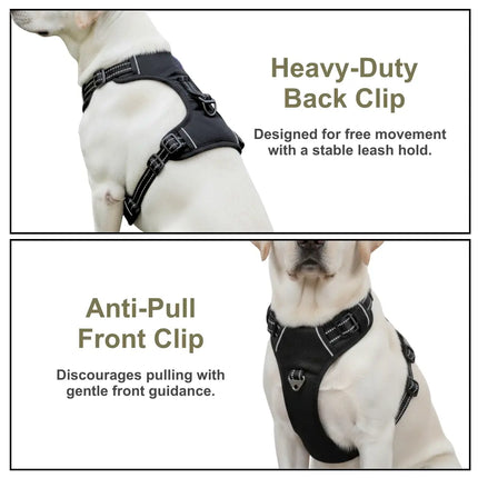 Premium Reflective No-Pull Dog Harness with Soft Breathable Mesh & Easy Adjustable Straps – Black