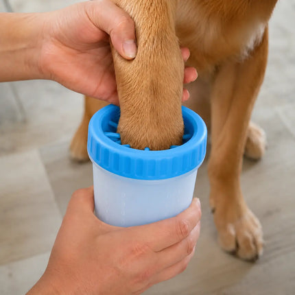 Dog Paw Cleaner Cup with Soft Silicone Brushes for Easy Dirt Cleaning - Blue