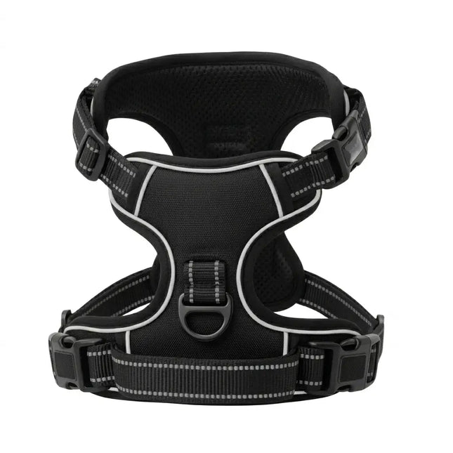 Premium Reflective No-Pull Dog Harness with Soft Breathable Mesh & Easy Adjustable Straps – Black