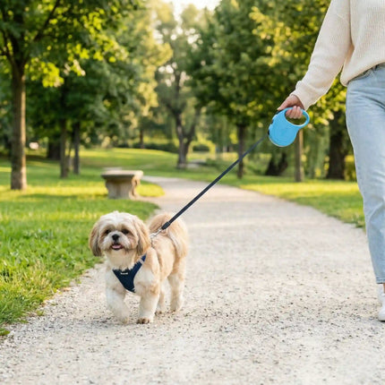 Retractable Leash with Easy Lock Control & Smooth Retraction - 10 Ft, Blue