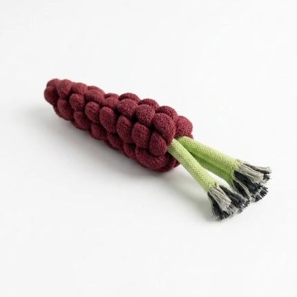 Carrot Shape Rope Dog Toy for Chew & Tug Play - Maroon & Green