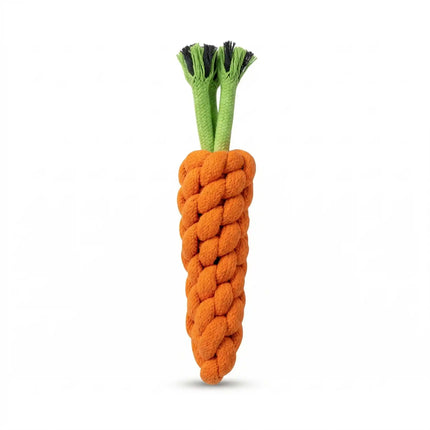 Carrot Shape Rope Dog Toy for Chew & Tug Play - Orange & Green
