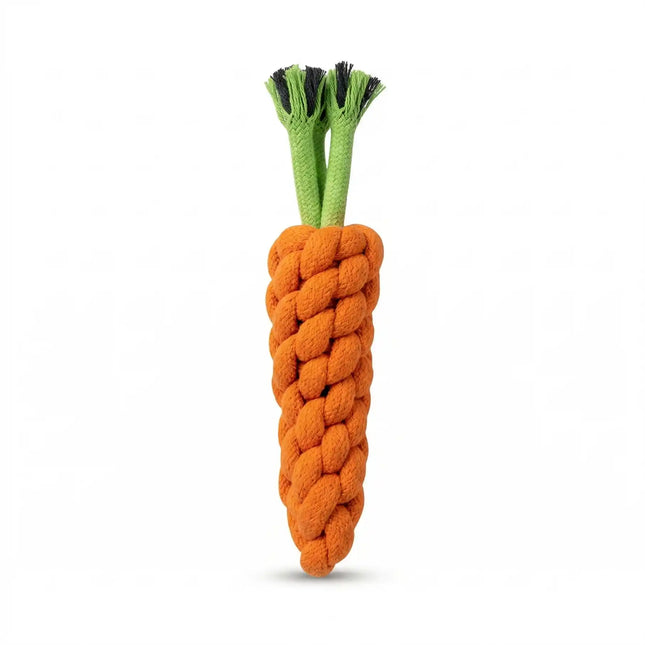 Carrot Shape Rope Dog Toy for Chew & Tug Play - Orange & Green