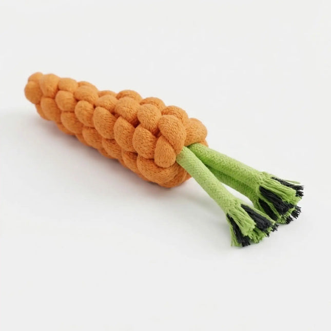 Carrot Shape Rope Dog Toy for Chew & Tug Play - Orange & Green