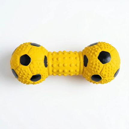 Squeaky Dumbbell Dog Toy with Textured Grip - Football Style