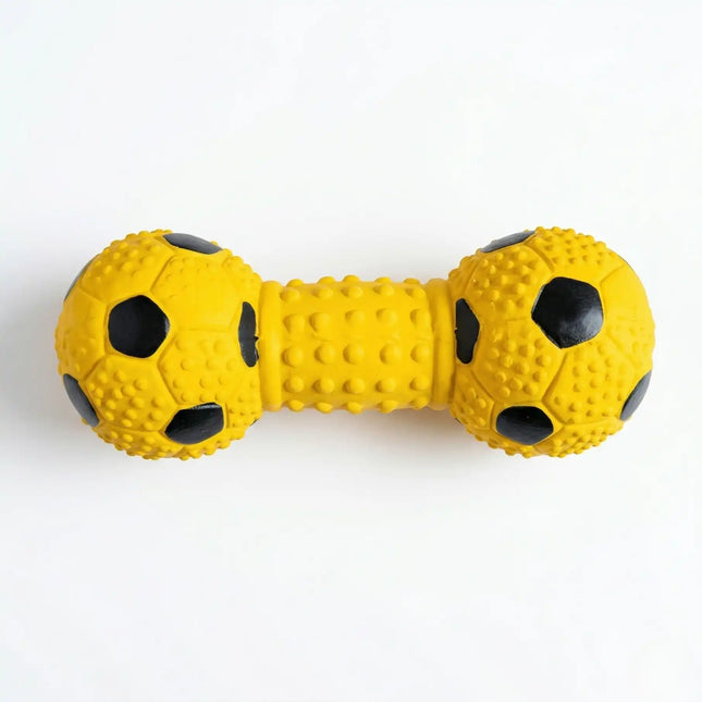 Squeaky Dumbbell Dog Toy with Textured Grip - Football Style