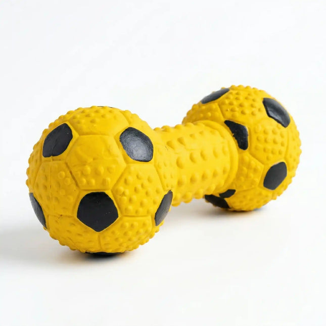 Squeaky Dumbbell Dog Toy with Textured Grip - Football Style