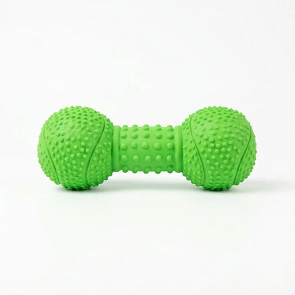 Squeaky Dumbbell Dog Toy with Textured Grip - Tennis Ball Style