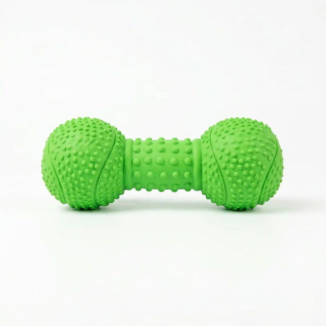 Squeaky Dumbbell Dog Toy with Textured Grip - Tennis Ball Style