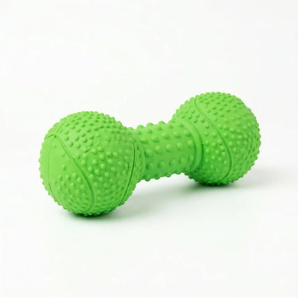 Squeaky Dumbbell Dog Toy with Textured Grip - Tennis Ball Style