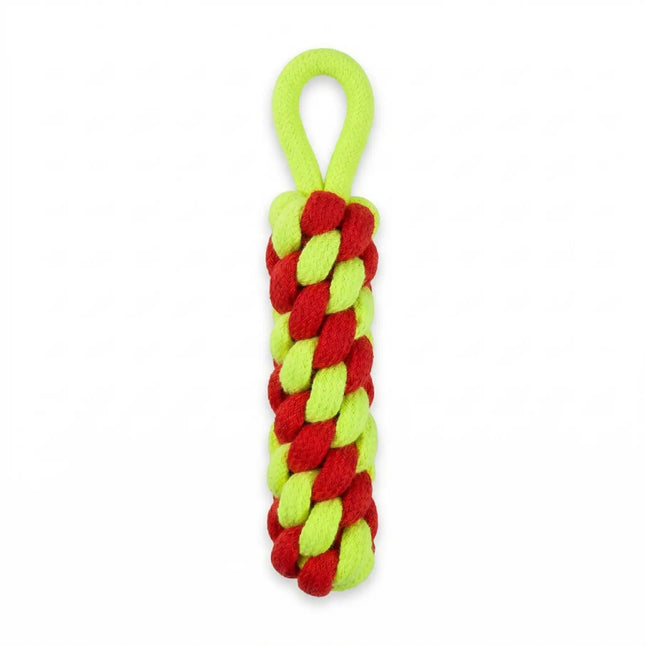 Rope Dummy Dog Toy with Loop Handle for Training, Chew & Tug Play - Red & Green