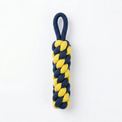 Rope Dummy Dog Toy with Loop Handle for Training, Chew & Tug Play - Yellow & Navy
