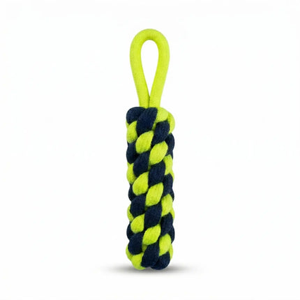 Rope Dummy Dog Toy with Loop Handle for Training, Chew & Tug Play - Green & Navy