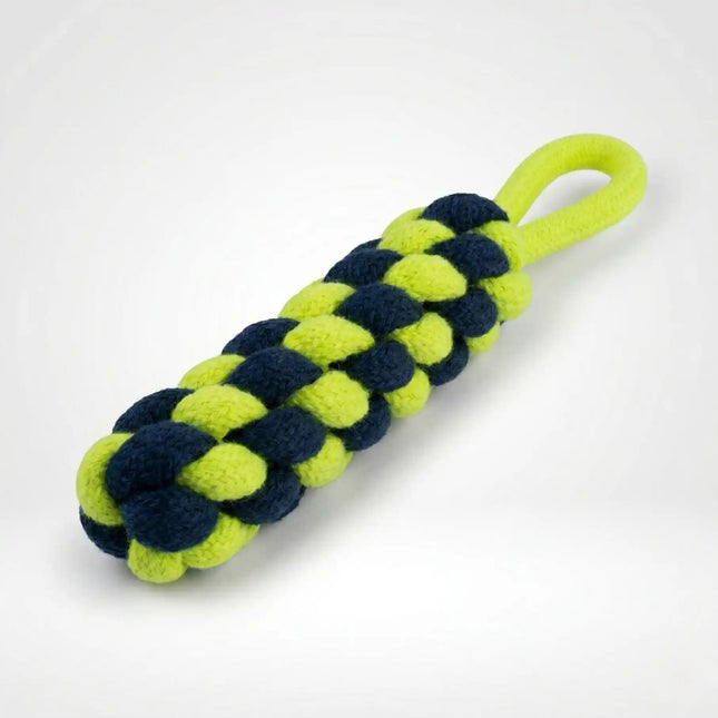 Rope Dummy Dog Toy with Loop Handle for Training, Chew & Tug Play - Green & Navy