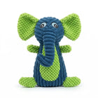 Soft Plush Elephant Dog Toy with Squeaker & Textured Fabric for Chew & Play - Blue & Green