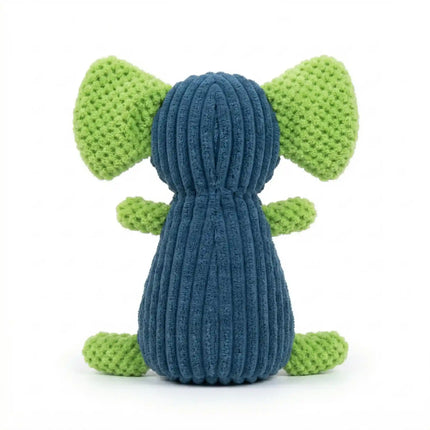 Soft Plush Elephant Dog Toy with Squeaker & Textured Fabric for Chew & Play - Blue & Green