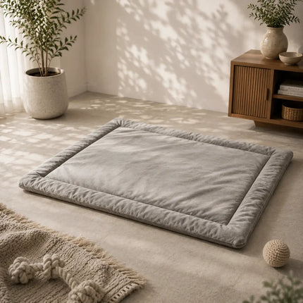 Premium Velvet Mat for Dogs & Cats with Soft Cushion and Anti Skid - Grey