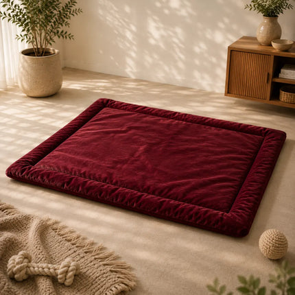 Premium Velvet Mat for Dogs & Cats with Soft Cushion and Anti Skid - Maroon